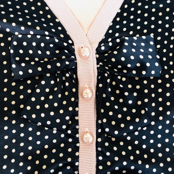 3/$30 Twelve by Twelve LA Retro Polkadot Cardigan - Picture 3 of 7